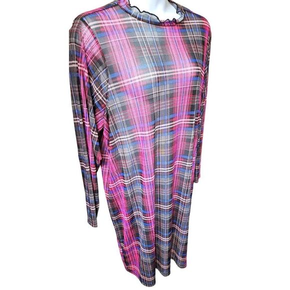 TORRID MINIβMesh Multi- Color Plaid Mock Neck Dress Plus Size 4X - Picture 6 of 14